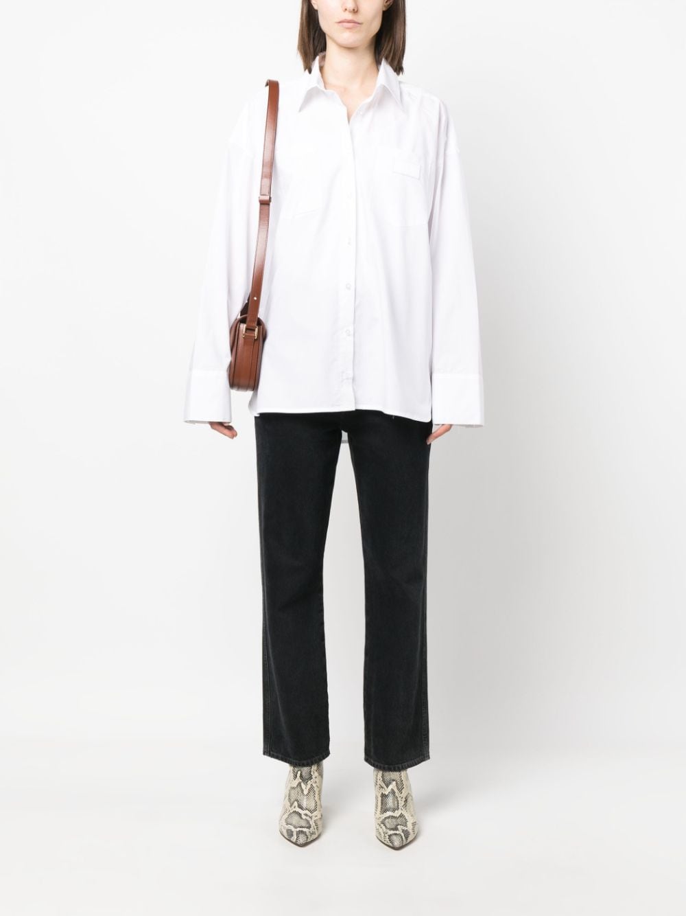 REMAIN oversized long-sleeve cotton shirt - Wit