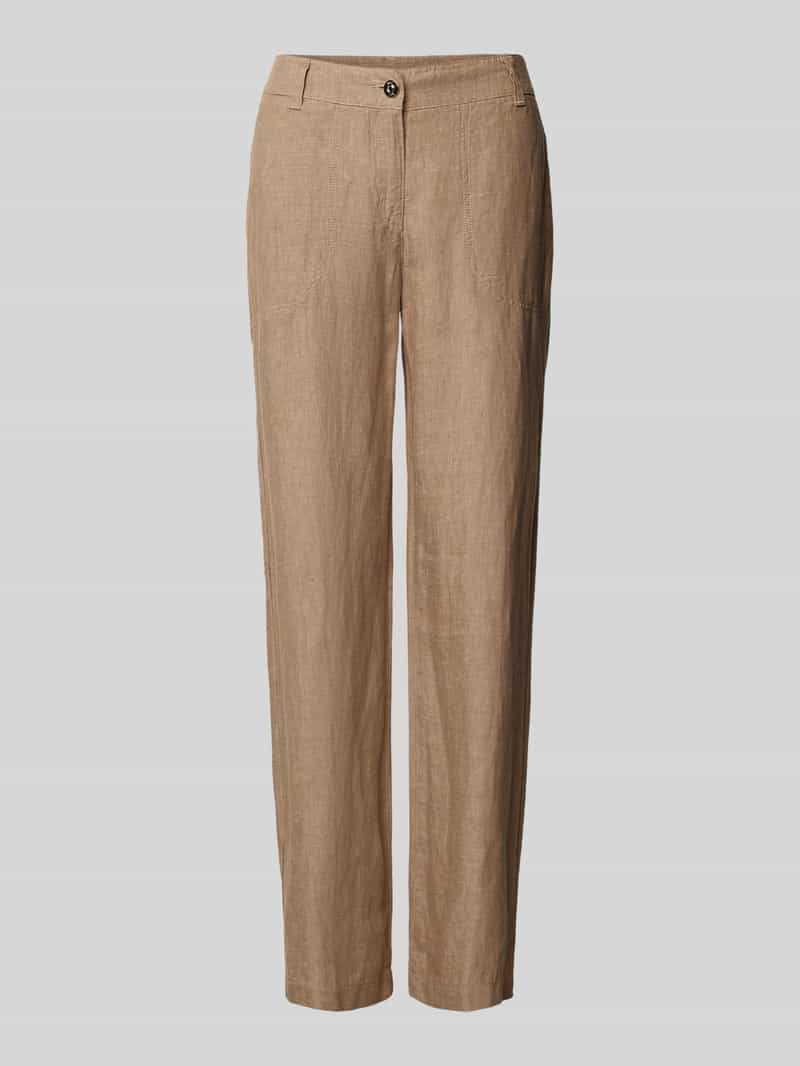 MAC Regular fit linnen broek met riemlussen, model 'NORA'