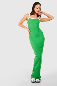 Boohoo Tall Contrast Binding Strappy Maxi Dress, Green