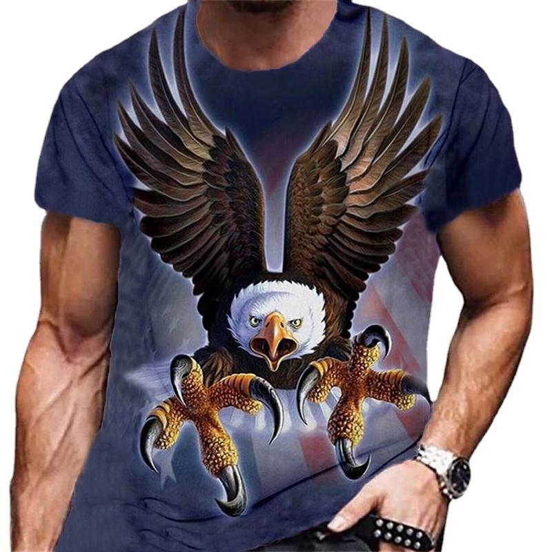 BOLIV MODA Lente Zomer Tops Mannen Plus Size Kleding Fly Eagle 3D Print T-shirt Talons Falcon Patroon Tees O Hals korte Mouw Top Ademende Man Shirts