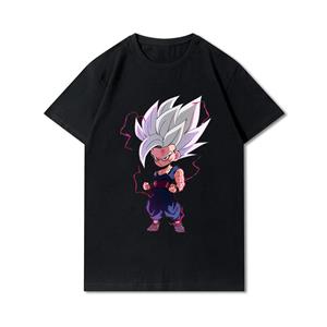 FT T Shirts Dragon Ball Printed Men T Shirts Round Neck Cotton Tops Summer Casual Anime Black Tees