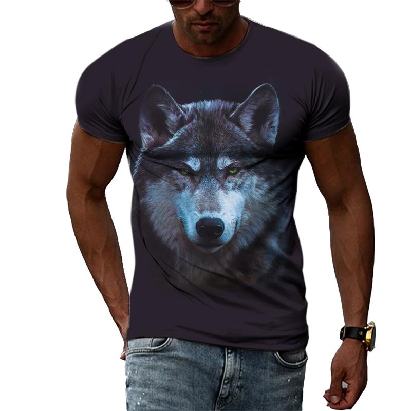 HerSight Lente Zomer Tops Mannen Plus Size Kleding Dier 3D Print T-shirt Paar Wolf Patroon Tees O Hals Korte mouw Top Ademende Man Shirts