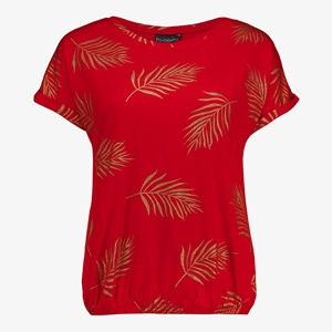 TwoDay dames T-shirt met bladerenprint rood