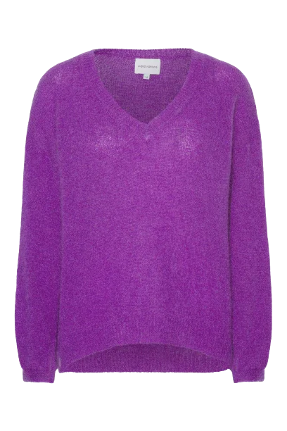 American Dreams Silja v neck knit deep purple -