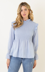 The Musthaves Lurex Smocked Blouse Sky Blue