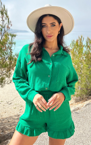The Musthaves Mousseline Button Blouse Bright Green