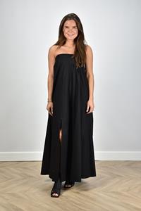 Rohe maxi jurk strapless zwart