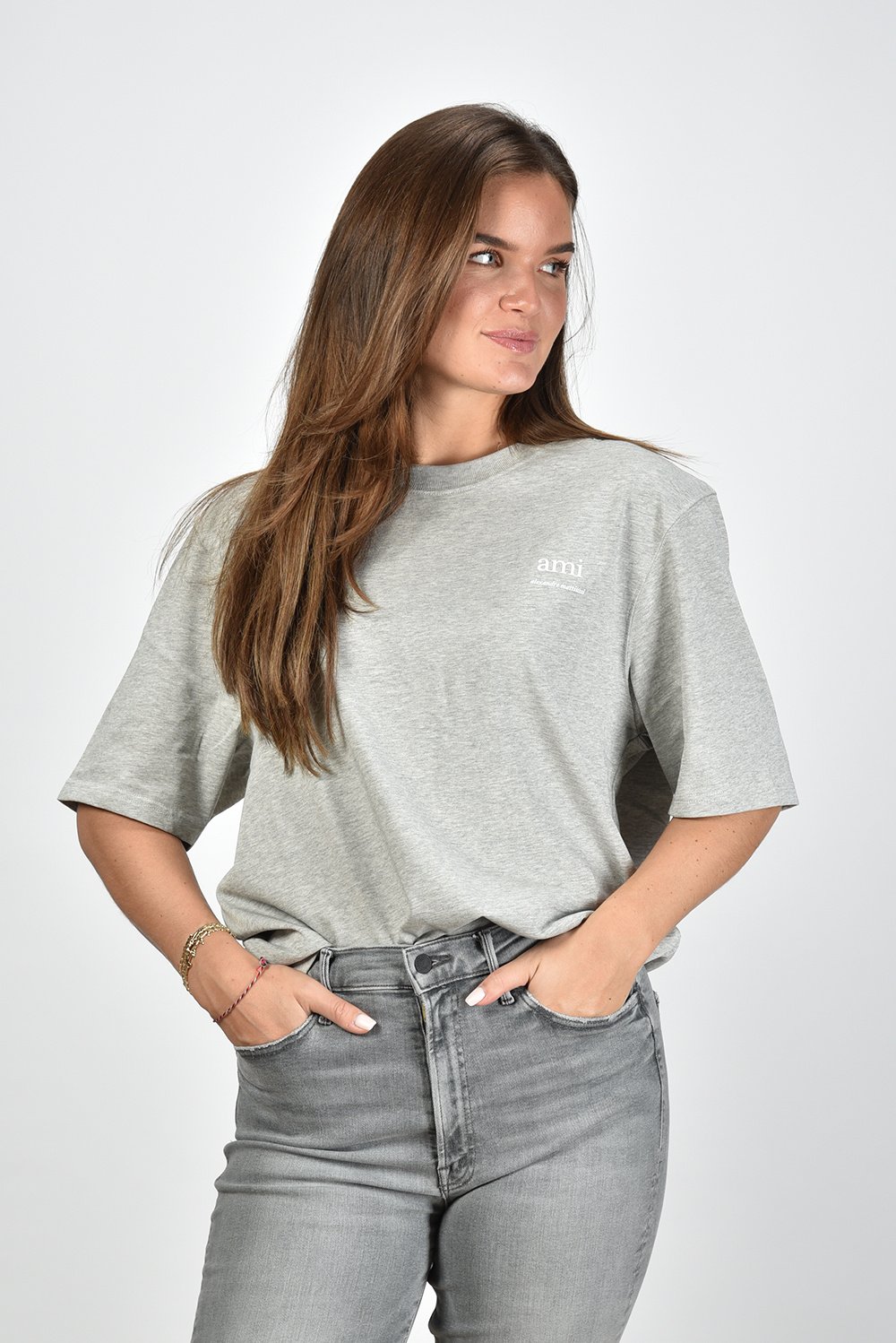 Ami Paris boxy fit T-shirt Coeur met logo grijs