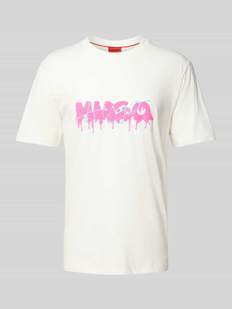 HUGO T-shirt met labelprint, model 'Dacation'