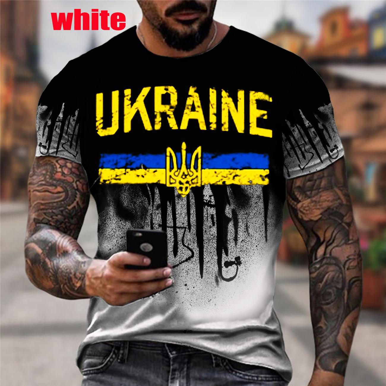 Baibao QIQI Camouflage Oekraïne Vlag Zomer Mannen T-shirt Oversized Losse Kleding Vintage Camo Korte Mouw Mode Letters Tee Casual
