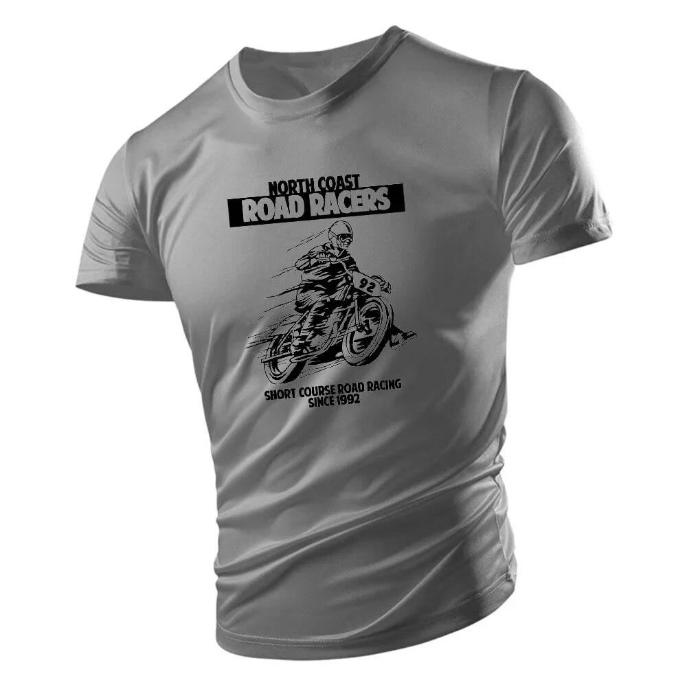 Mr. Burst Four Seasons Adult Leisure Outdoor 2D Motorcycle Print Heren T-shirt met korte mouwen Los, comfortabel, ademend, sneldrogend