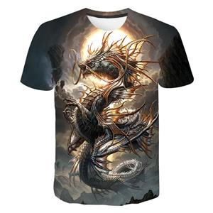 Kukebang Nieuwe zomer mannen dragon 3D geprint patroon T-shirt casual sport o kraag korte mouwen shirt hip-hop harajuku t-shirt