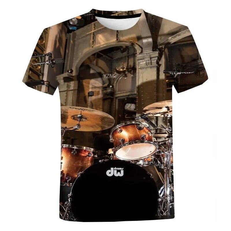 TIP723 Zomer Mode Drum 3D Print heren T-shirt Jeugd Casual Ronde Hals Korte Mouw Tees Harajuku Muziek Exclusieve Oversized Top