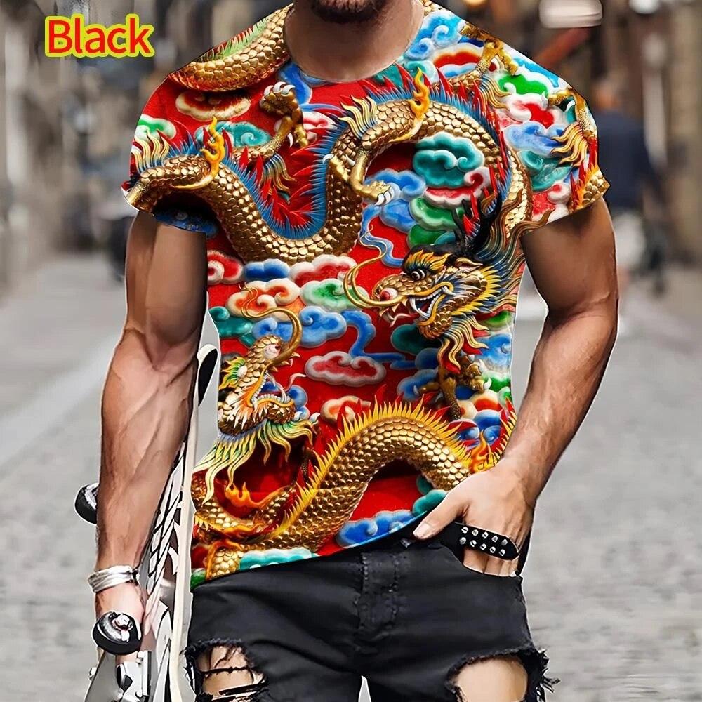ETST WENDY Fashion Chinese Dragon T-shirt 3D Printing men's Casual Summer Cool Hip Hop Short Sleeve Top