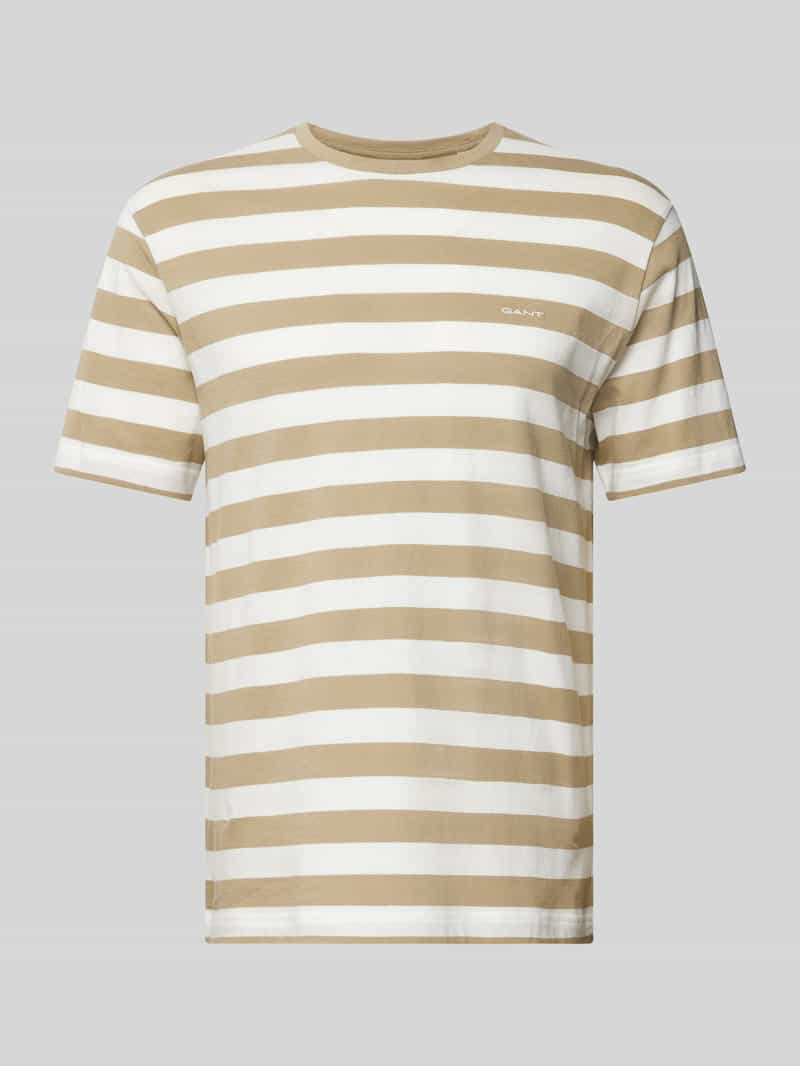 Gant T-shirt met streepmotief en labelstitching