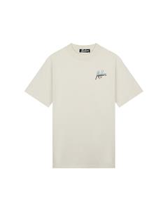 Malelions Men Split T-Shirt - Off-White/Light Blue