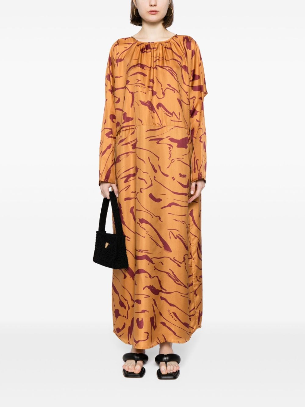 Asceno Rhodes zijden maxi-jurk - Oranje
