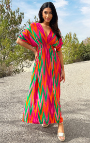 The Musthaves Maxi Dress Colorful Zigzag Roze