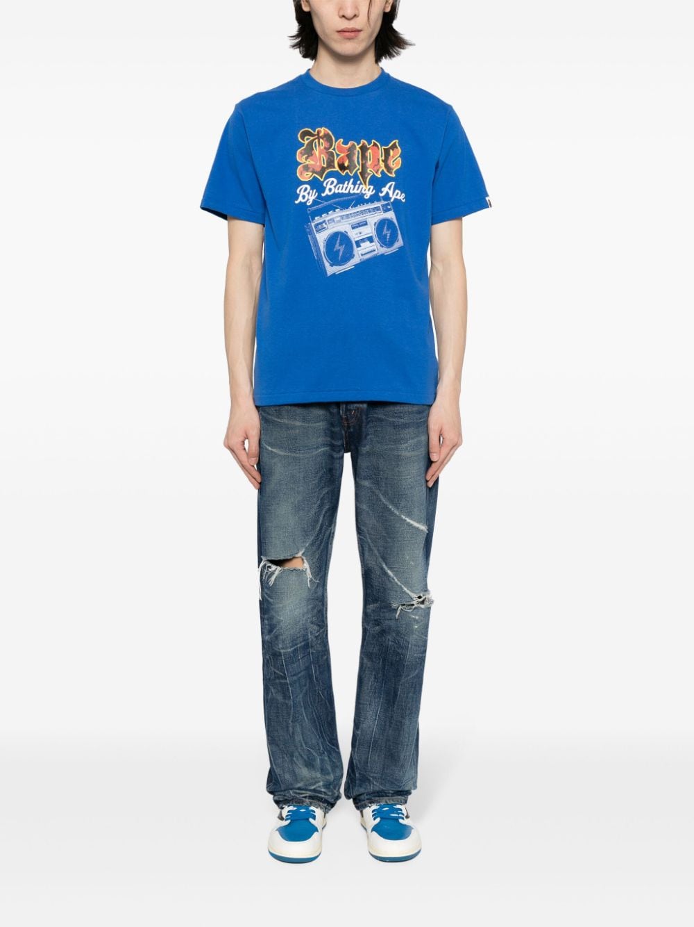 A BATHING APE Katoenen T-shirt met print - Blauw