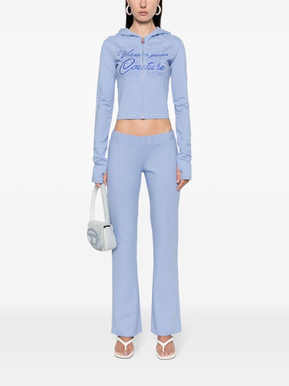 Versace Jeans Couture Straight broek met stras - Blauw