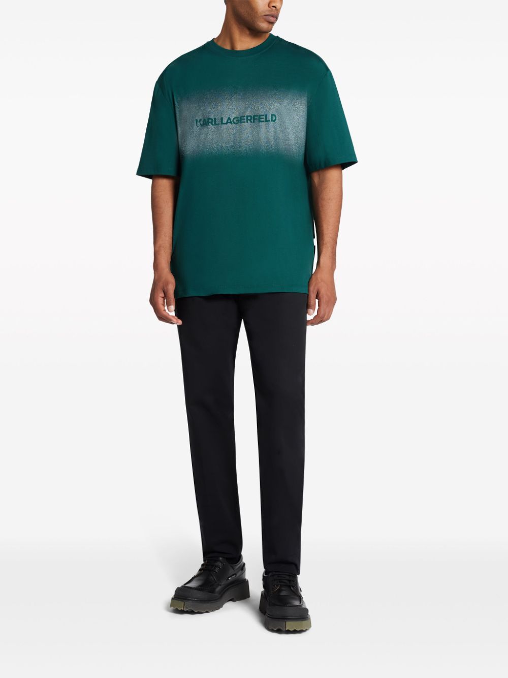 Karl Lagerfeld logo-jacquard cotton T-shirt - Groen
