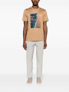 BOSS Katoenen T-shirt met fotoprint - Beige