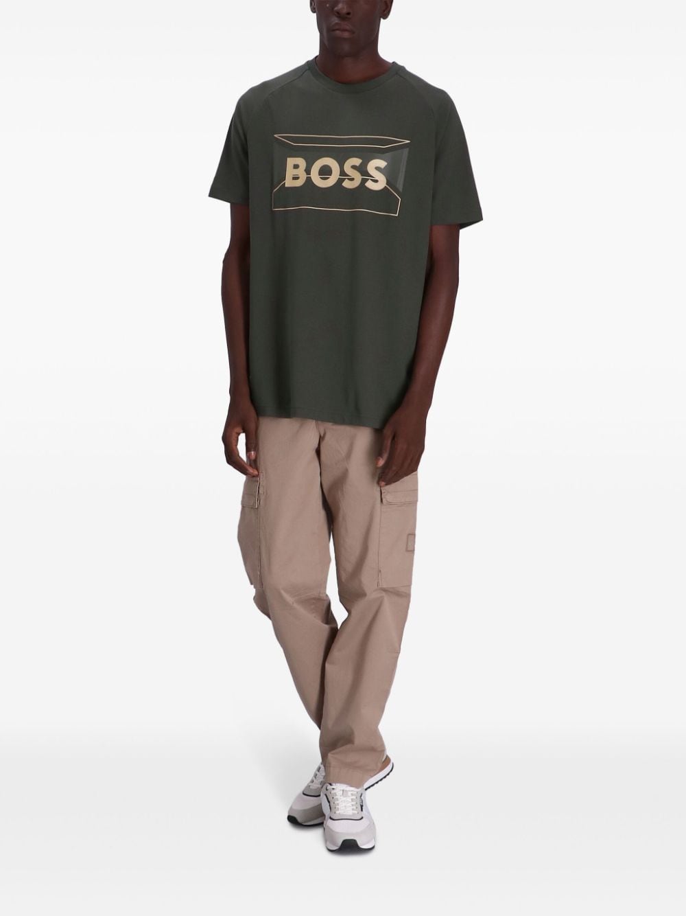 BOSS graphic logo-print T-shirt - Groen