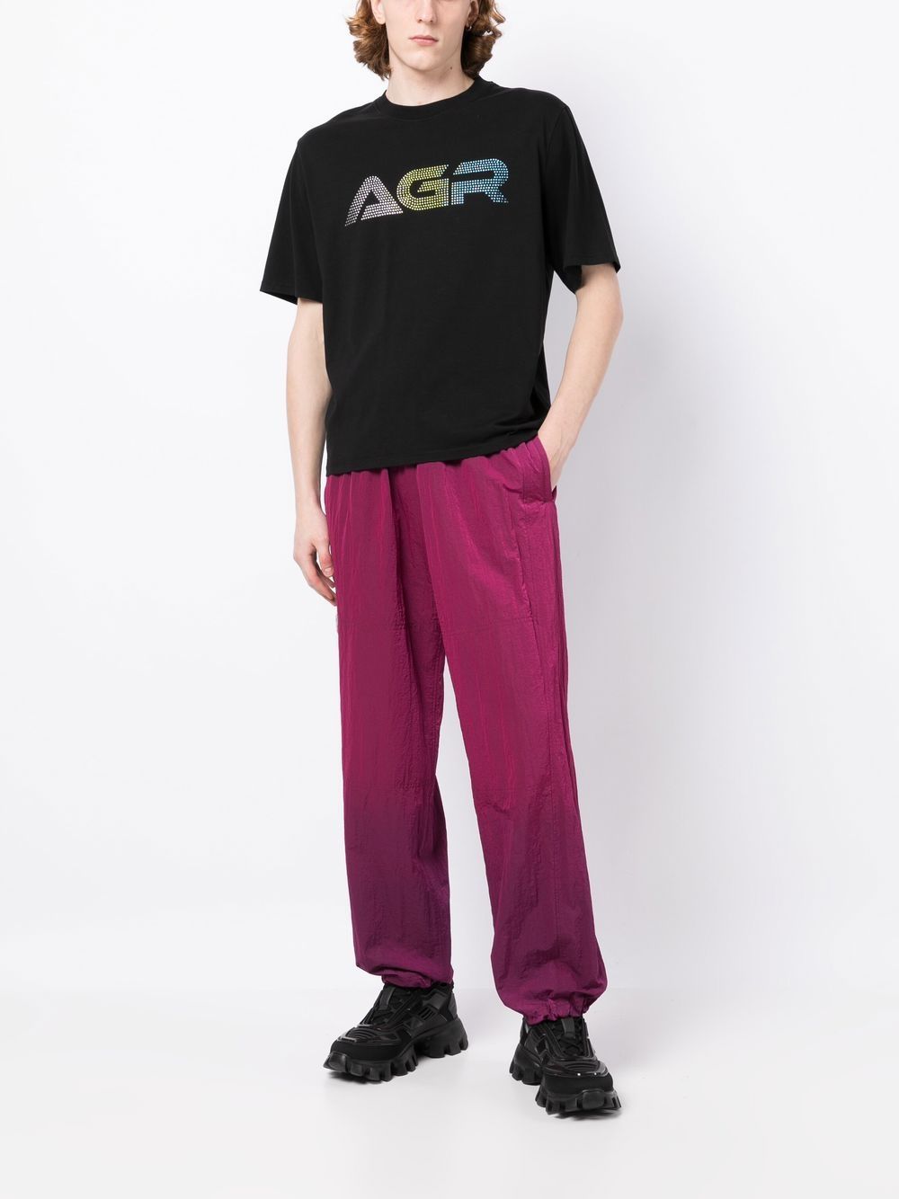 AGR T-shirt met logoprint - Zwart