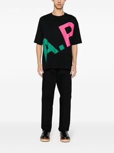 A.P.C. Katoenen T-shirt met logoprint - Zwart