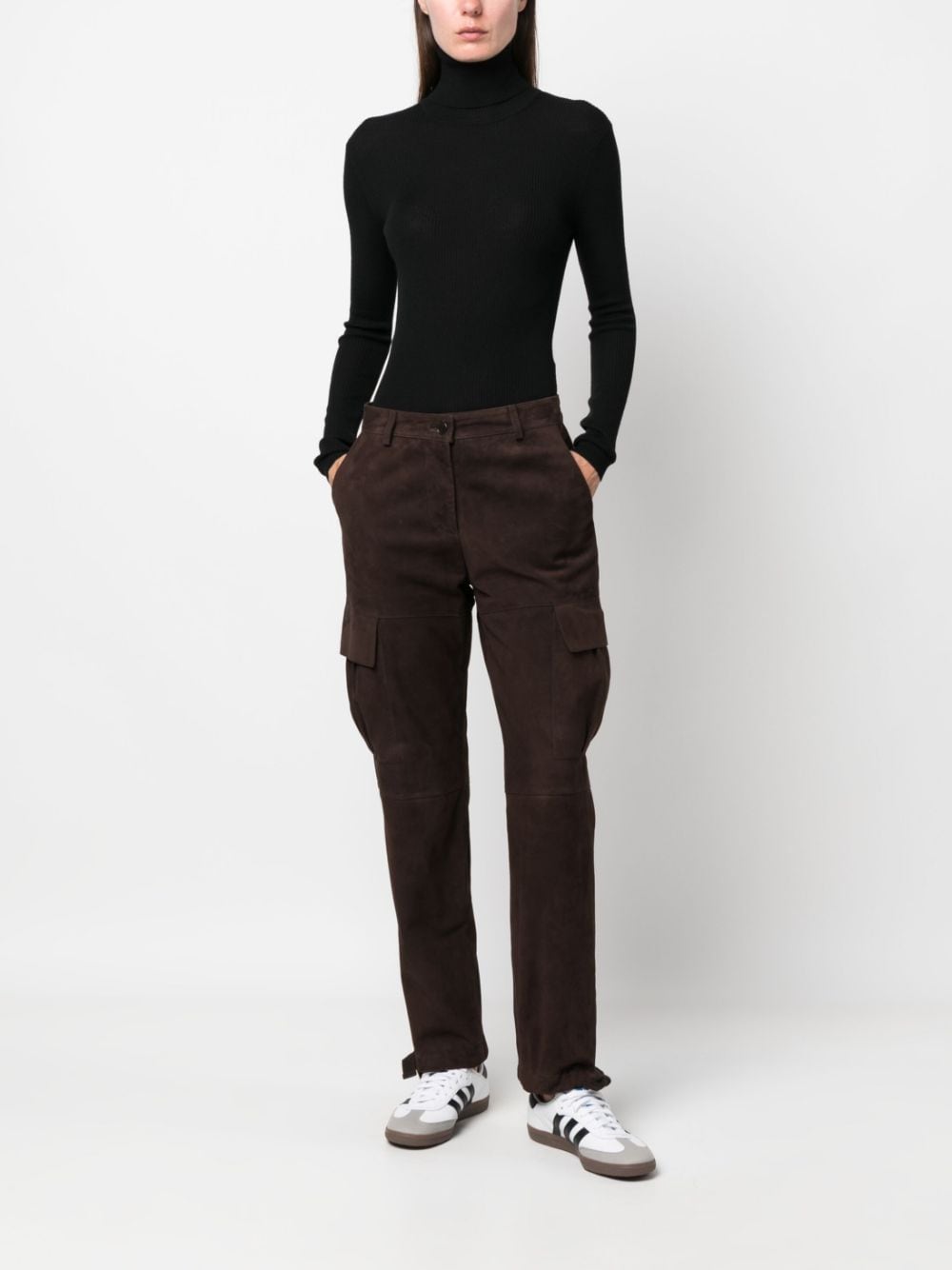 P.A.R.O.S.H. straight-leg suede trousers - Bruin
