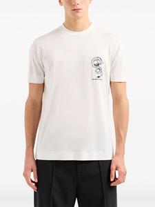 Emporio Armani T-shirt met geborduurde draak en ronde kraag - Wit