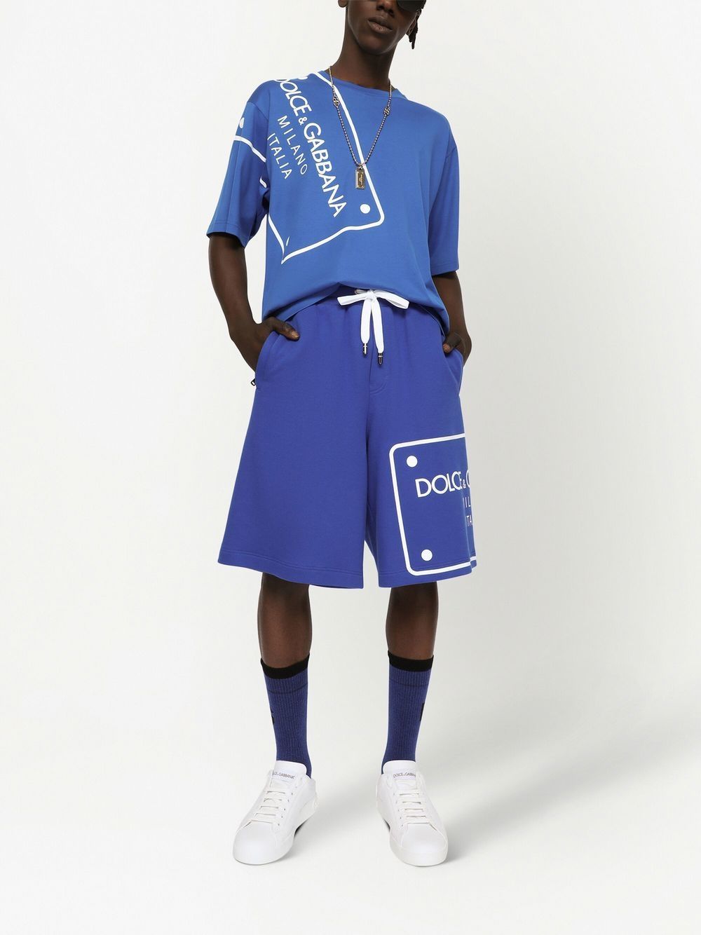 Dolce & Gabbana T-shirt met logoprint - Blauw
