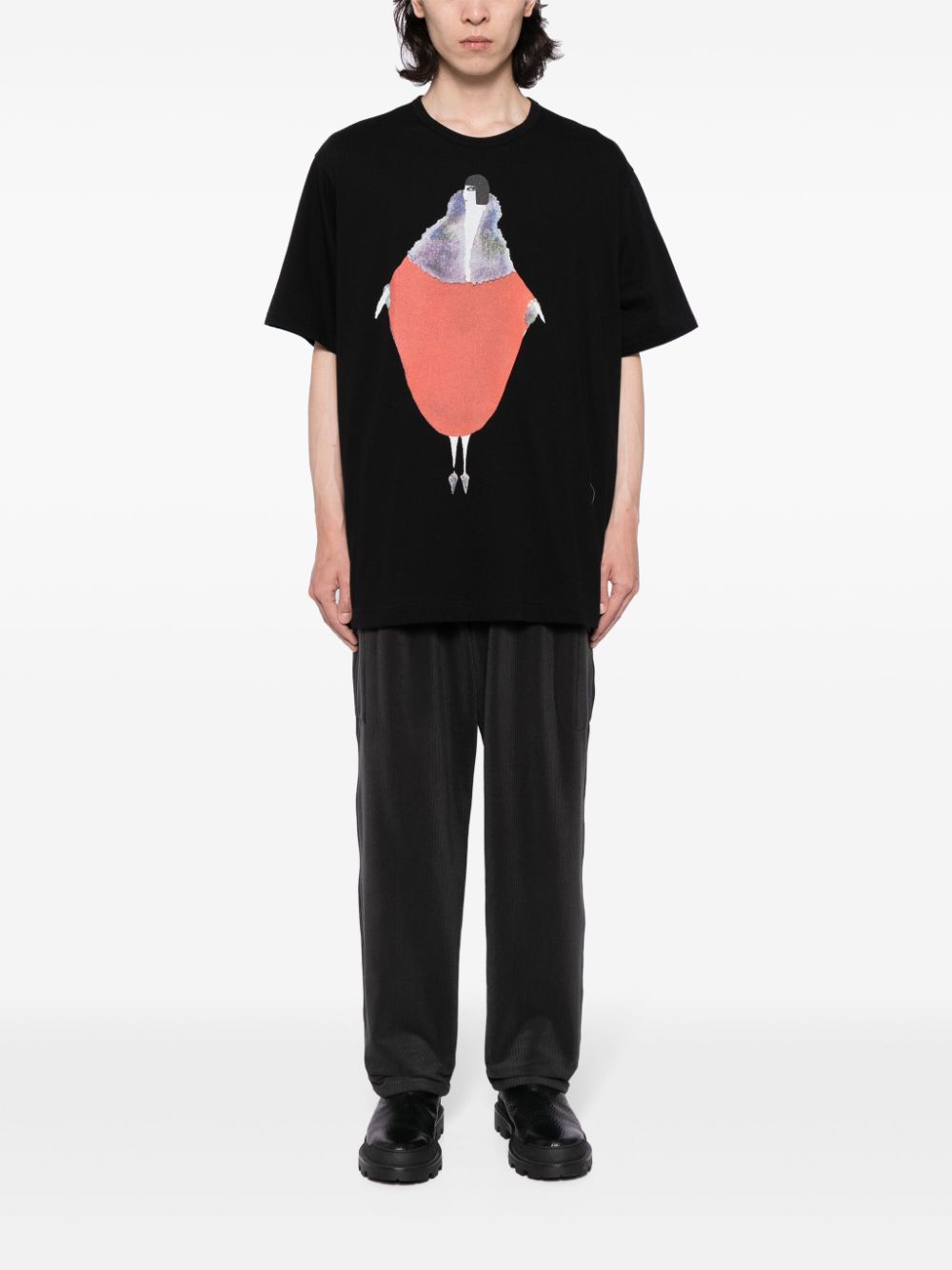 Yohji Yamamoto graphic-print T-shirt - Zwart