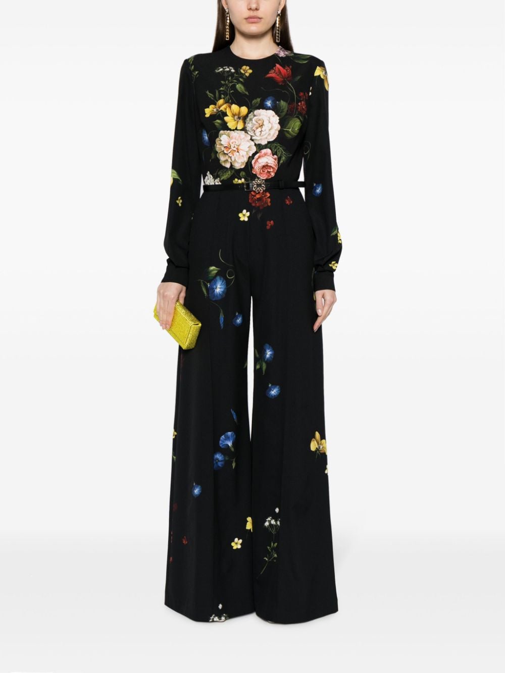 Elie Saab Jumpsuit met bloemenprint - Zwart