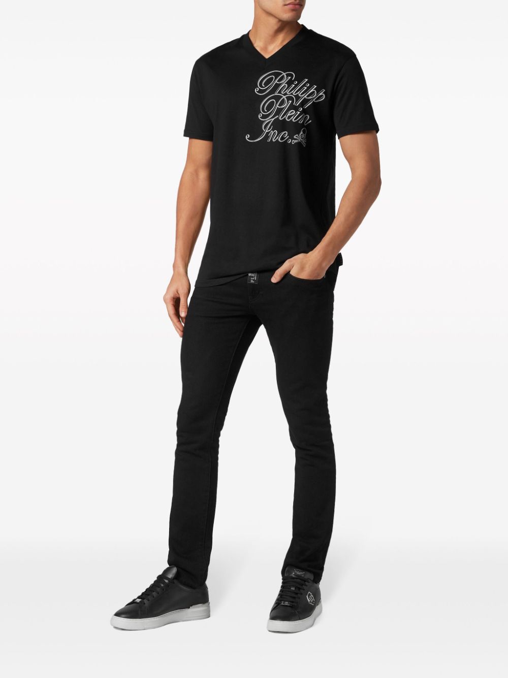 Philipp Plein Katoenen T-shirt met logoprint - Zwart