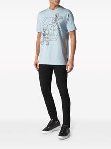 Philipp Plein Katoenen T-shirt met skeletprint - Blauw