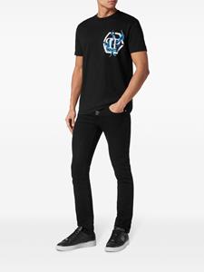 Philipp Plein T-shirt met vlammenprint - Zwart