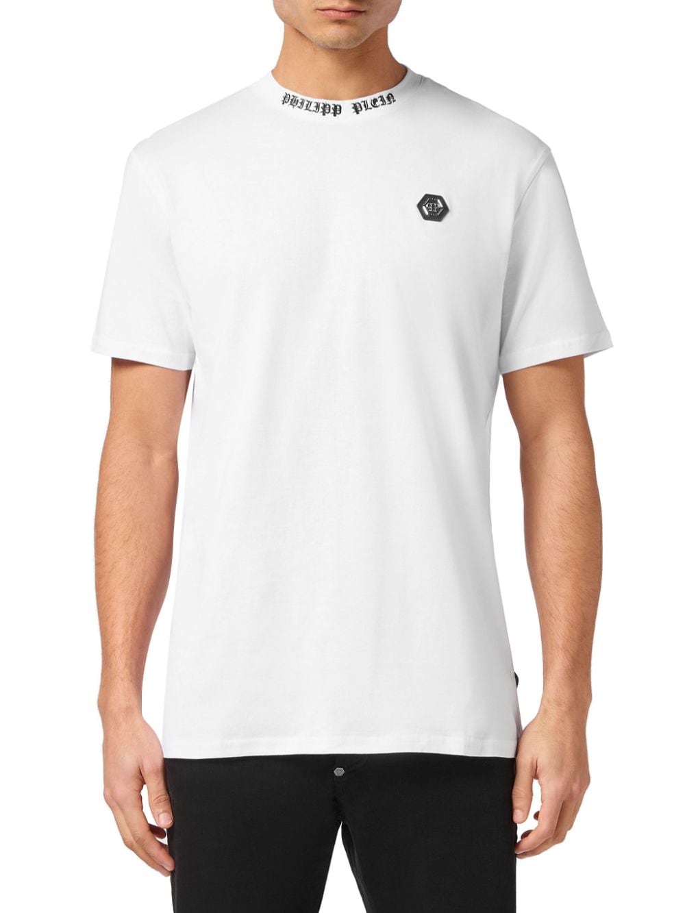 Philipp Plein logo-appliqué cotton T-shirt - Wit