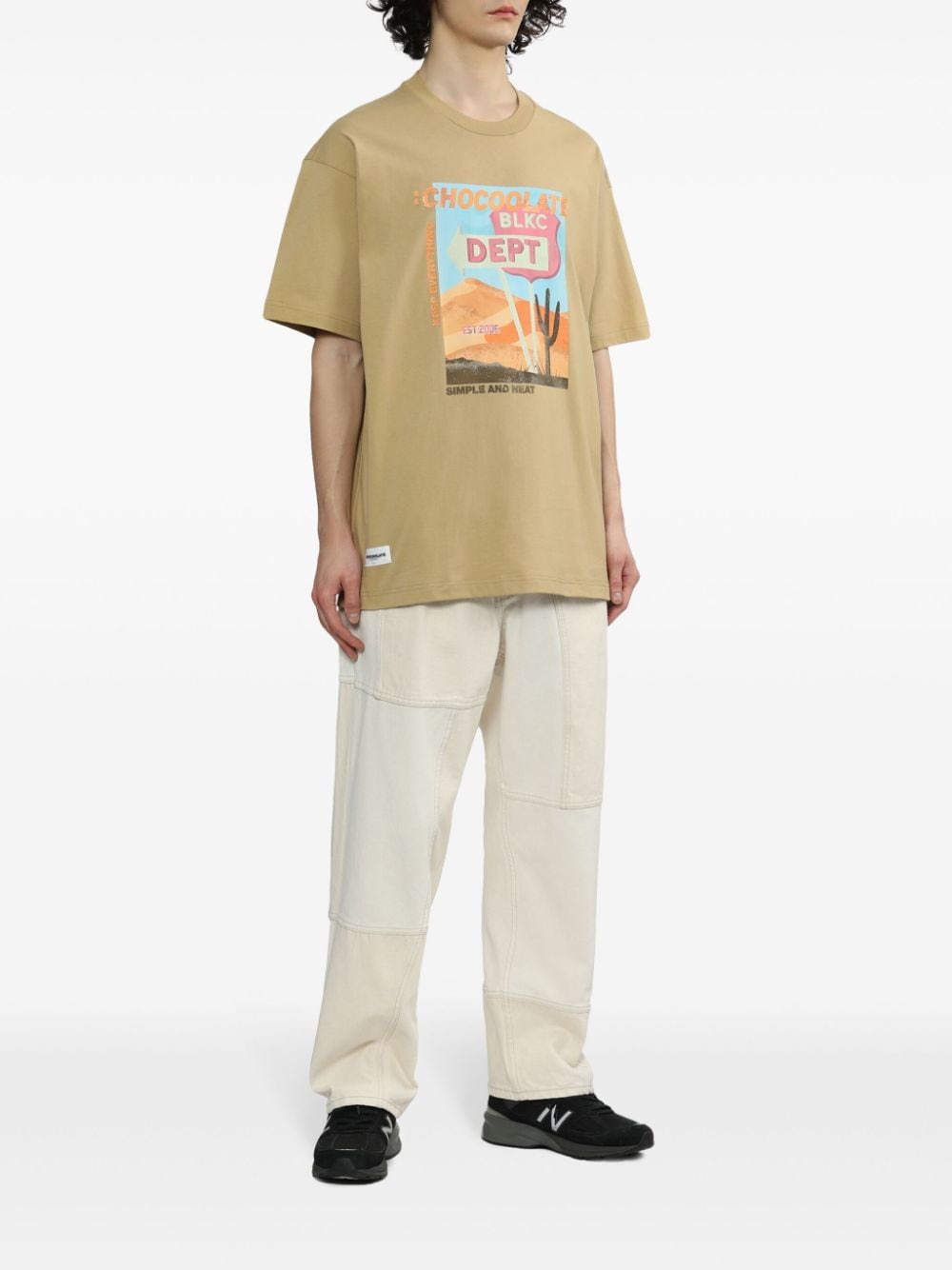 CHOCOOLATE Katoenen T-shirt met grafische print - Beige