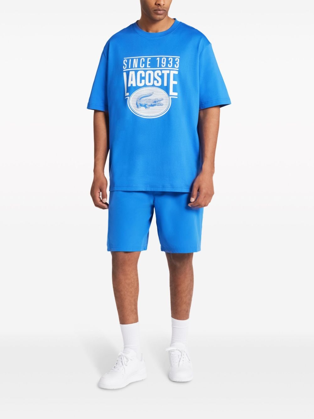 Lacoste logo-print organic cotton T-shirt - Blauw