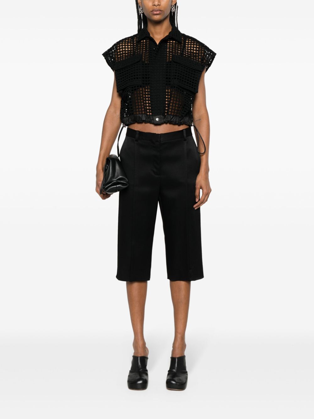 Sacai Cropped blouse - Zwart