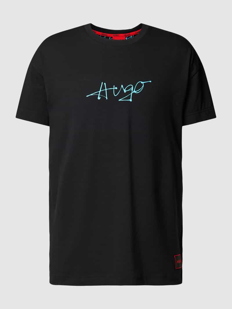 HUGO T-shirt met labelprint, model 'Handwritten'