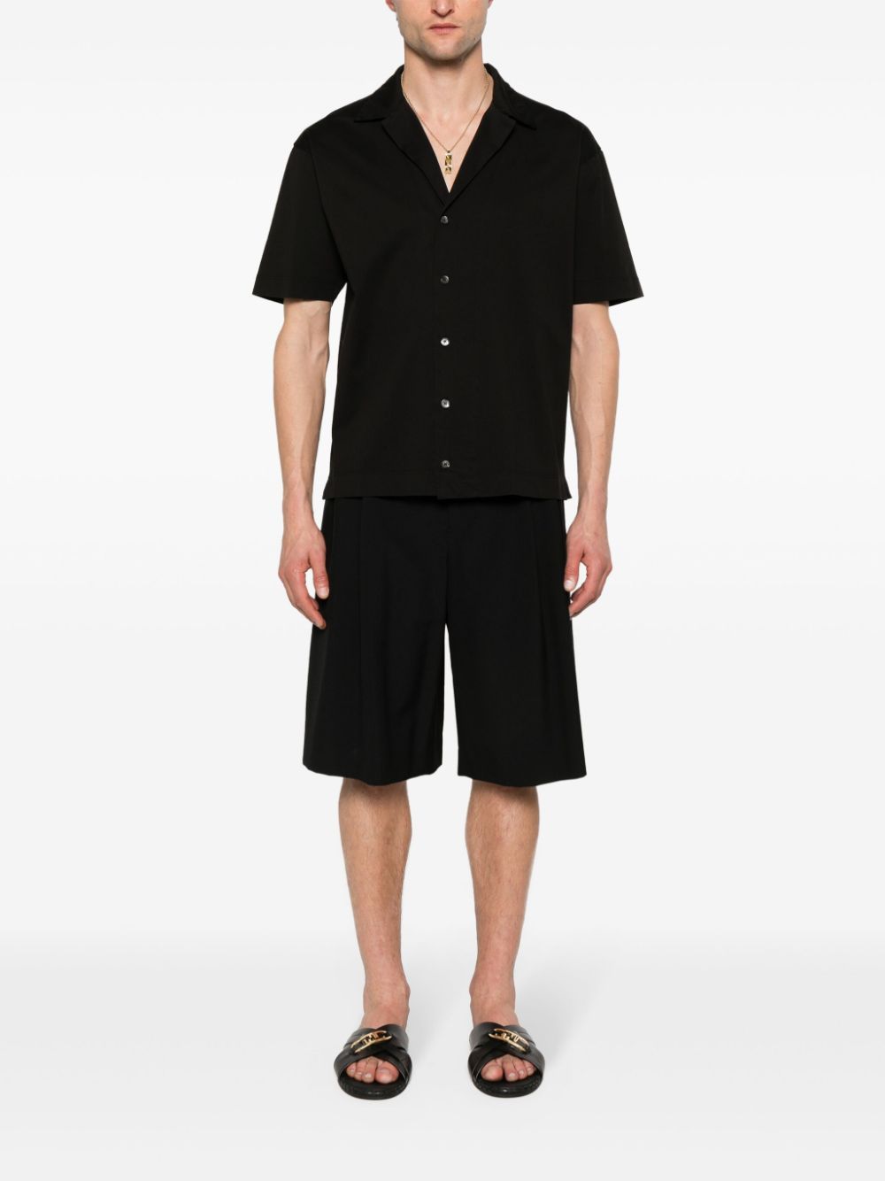 ERALDO camp-collar cotton shirt - Zwart