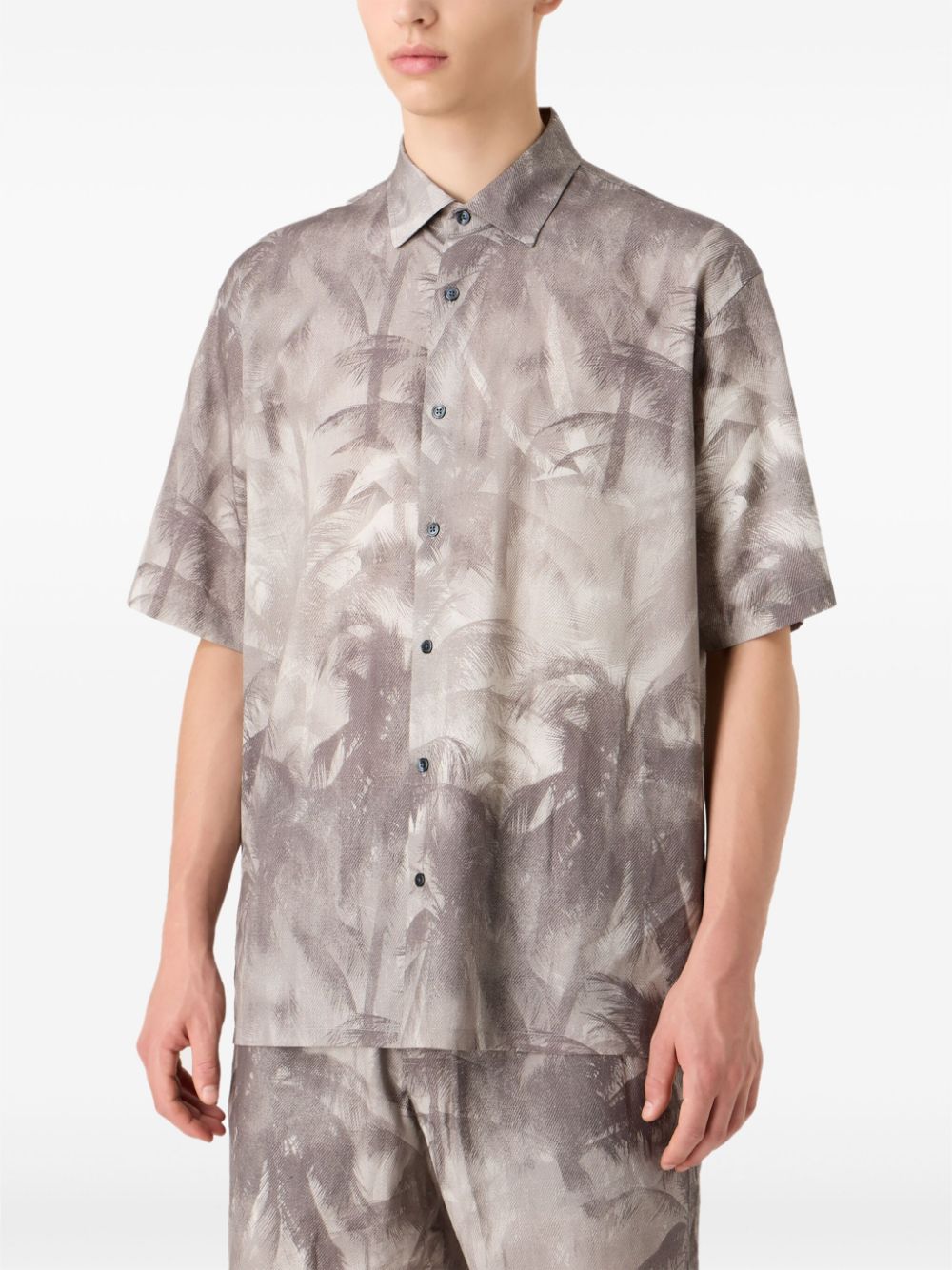 Emporio Armani Overhemd met palmboomprint - Grijs