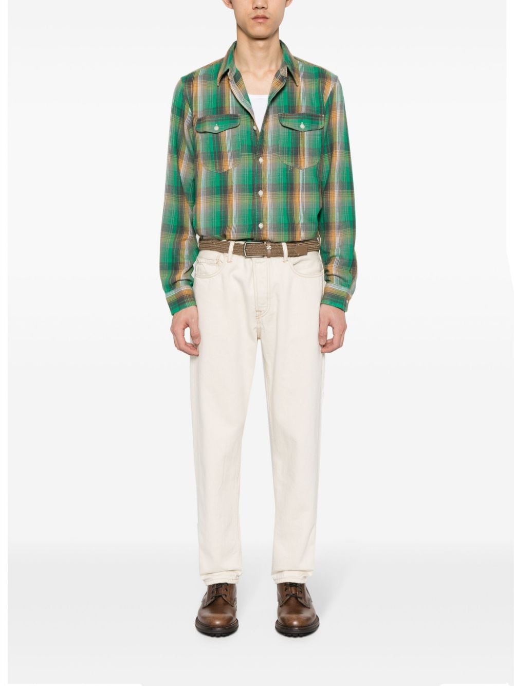 Ralph Lauren RRL plaid check-pattern cotton shirt - Groen