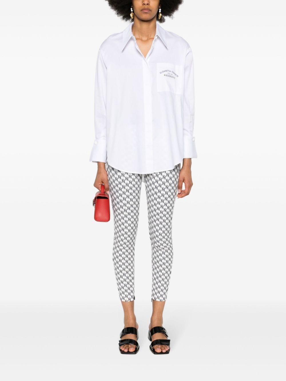Elisabetta Franchi blouse met geborduurd logo - Wit