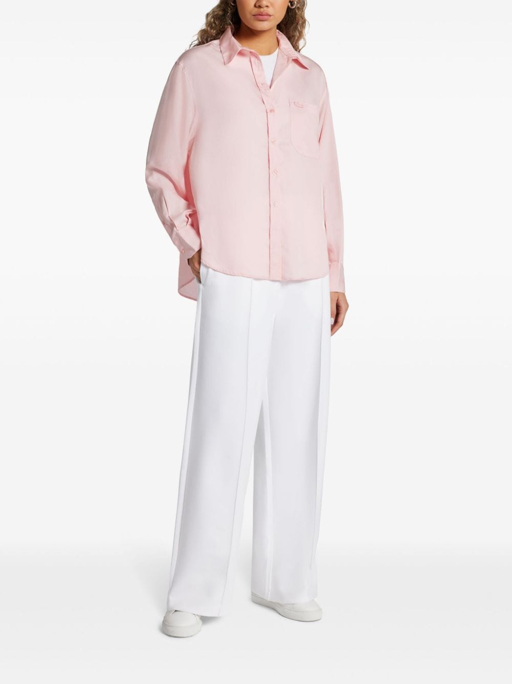 Lacoste Button-up blouse met logo-applicatie - Roze