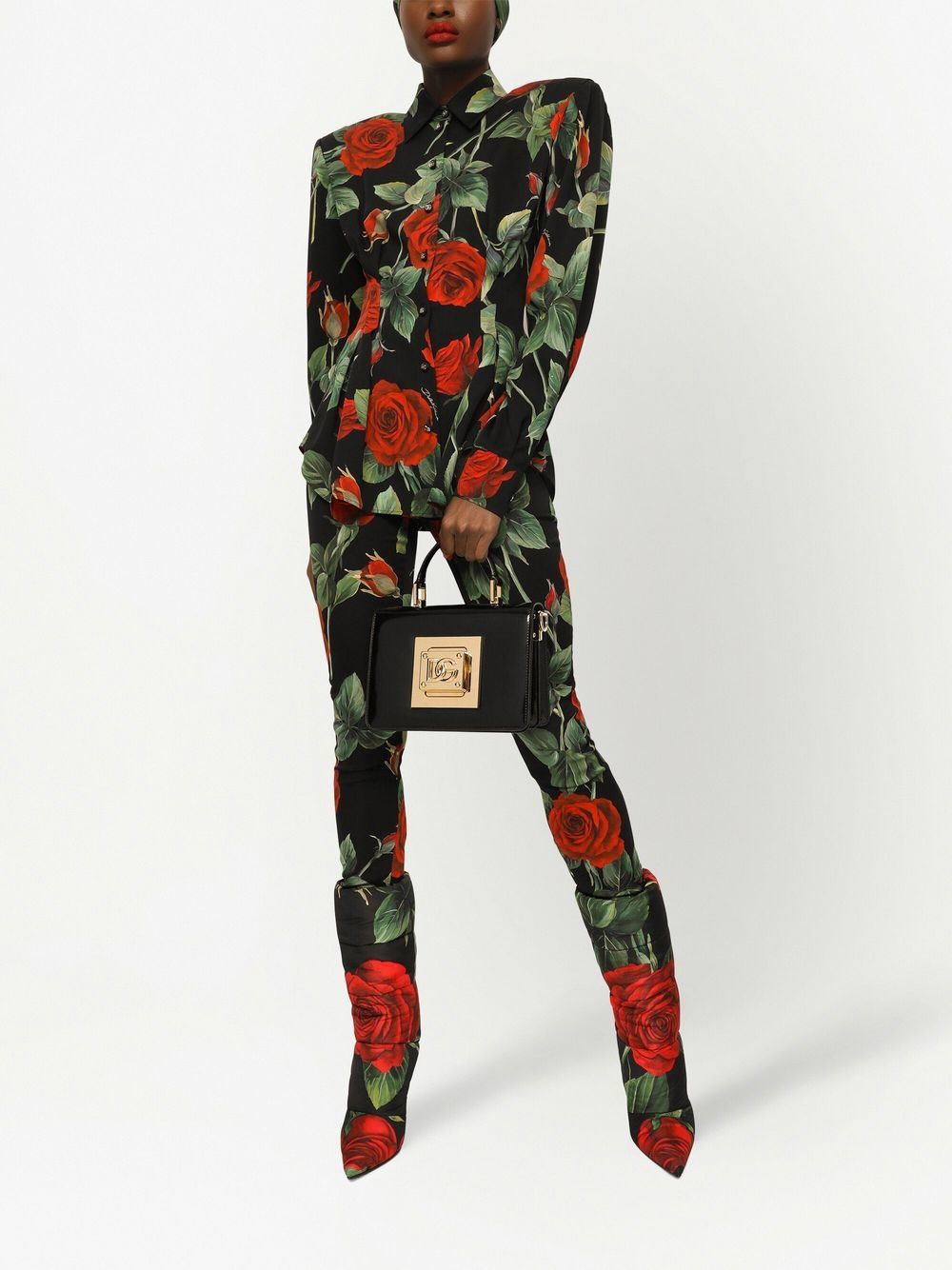 Dolce & Gabbana Blouse met roosprint - Zwart