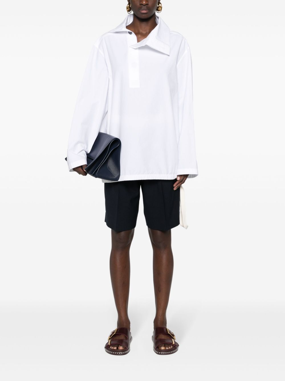 Jil Sander asymmetric cotton shirt - Wit