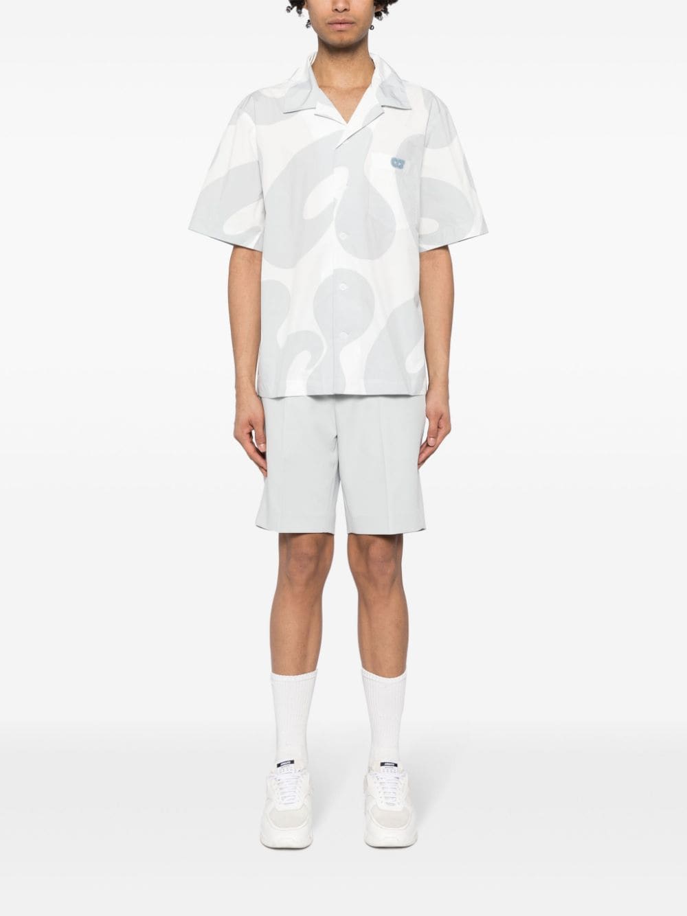 Alpha Tauri Overhemd met abstracte print - Wit